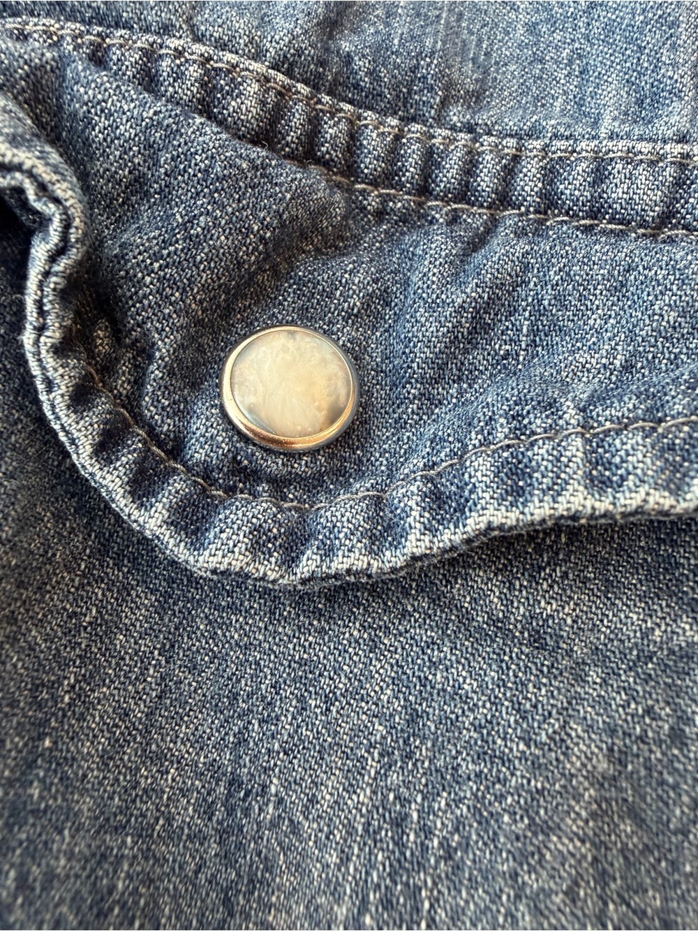 J. Crew Classic Slim Denim Pearl Button-Up Cotton Shirt in Faded Blue - Picture 3 of 6